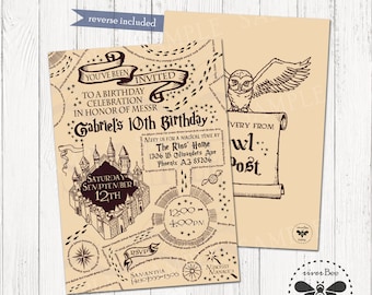 Magical Birthday Invitation, Printable Harry Potter Inspired Party Invite, Marauders Map Inspired Digital Party Invitation