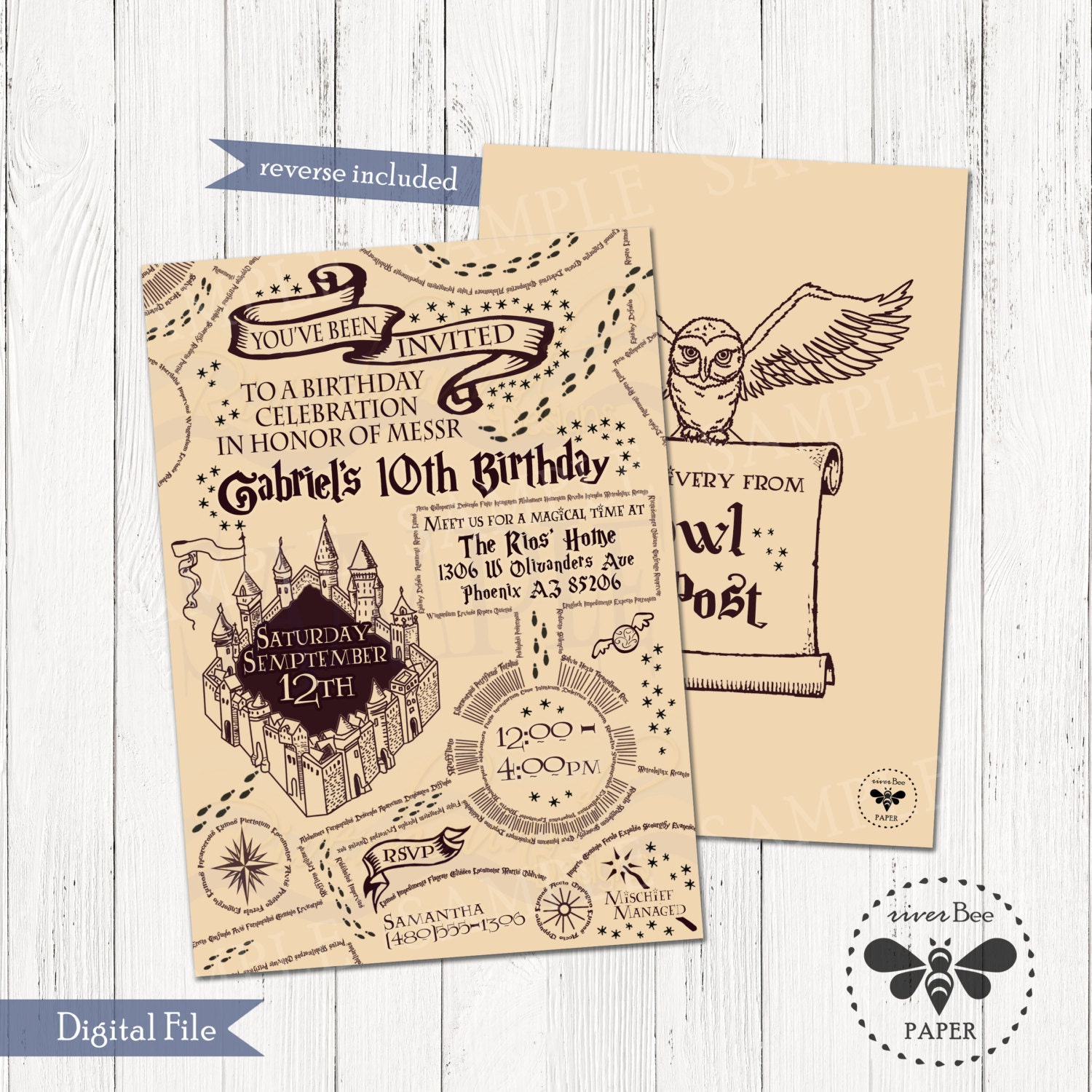 Harry Potter Marauders Map Invitations 5