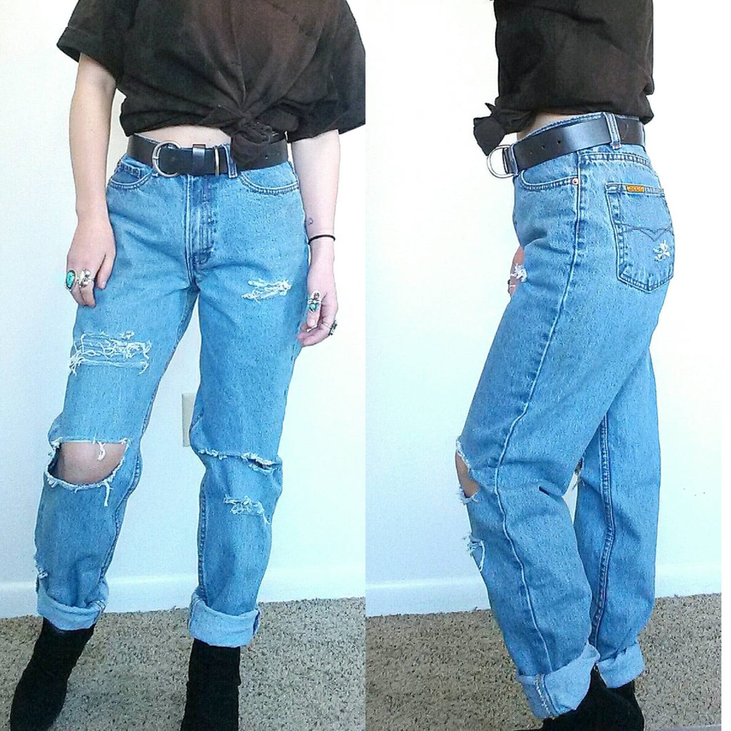 Size 5 90's Distressed Mom Jeans Vintage by SunMeetsMoonVintage