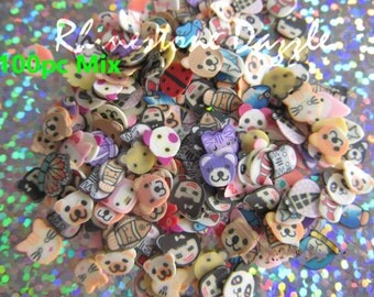100pcs Animal Polymer Clay Slices, Fine Slices for nail design, nailart, nail decoration, 3D nailart, fimo slices, polymer clay slices