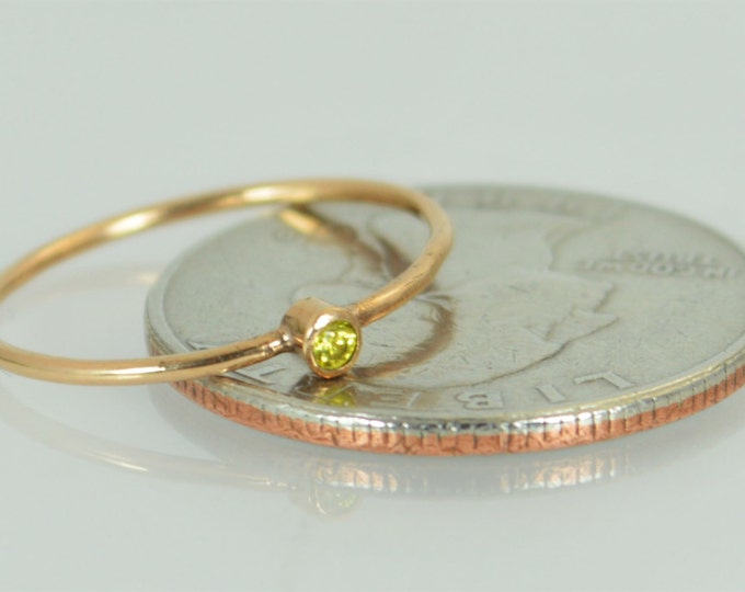 Tiny Topaz Ring, Solid 14k Rose Gold Topaz Ring, Topaz Stacking Ring, Topaz Mothers Ring, November Birthstone, Topaz Ring, Dainty Gold Ring