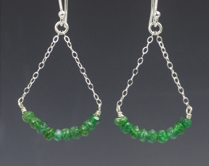 Emerald Green Aventurine Earrings, Delicate Earrings, Gold Earrings, Sterling Earrings, Rose Earrings, Copper, Dangle Earrings, Gemstone