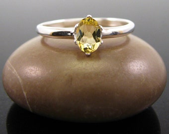 Beryl ring silver, golden beryl ring, size 4 5 6 7 8 9 10 sterling silver oval 6x4 mm