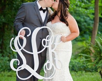 Wooden Monogram - Monogram Wall Hanging - Wedding Monogram - Wooden Letters - Nursery Decor - Vine Script Wooden Monogram - Wall Hanging