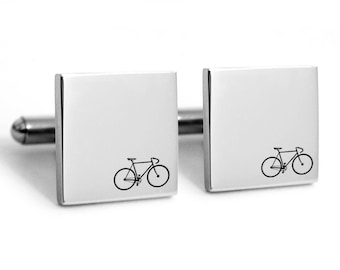 Bike cufflinks, engraved bicycle, Bicycle Cufflinks, Sports Cufflinks, retro bike, racing bike, cycle