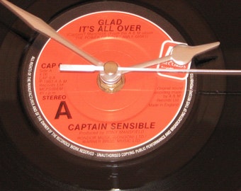 Captain Sensible glad it's all over 7" vinyl record clock