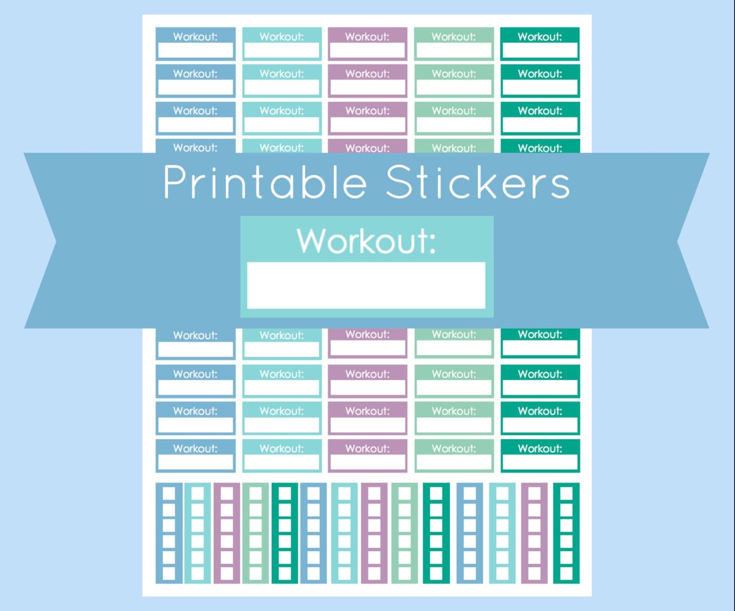 Workout Stickers Printable Planner Stickers for use with