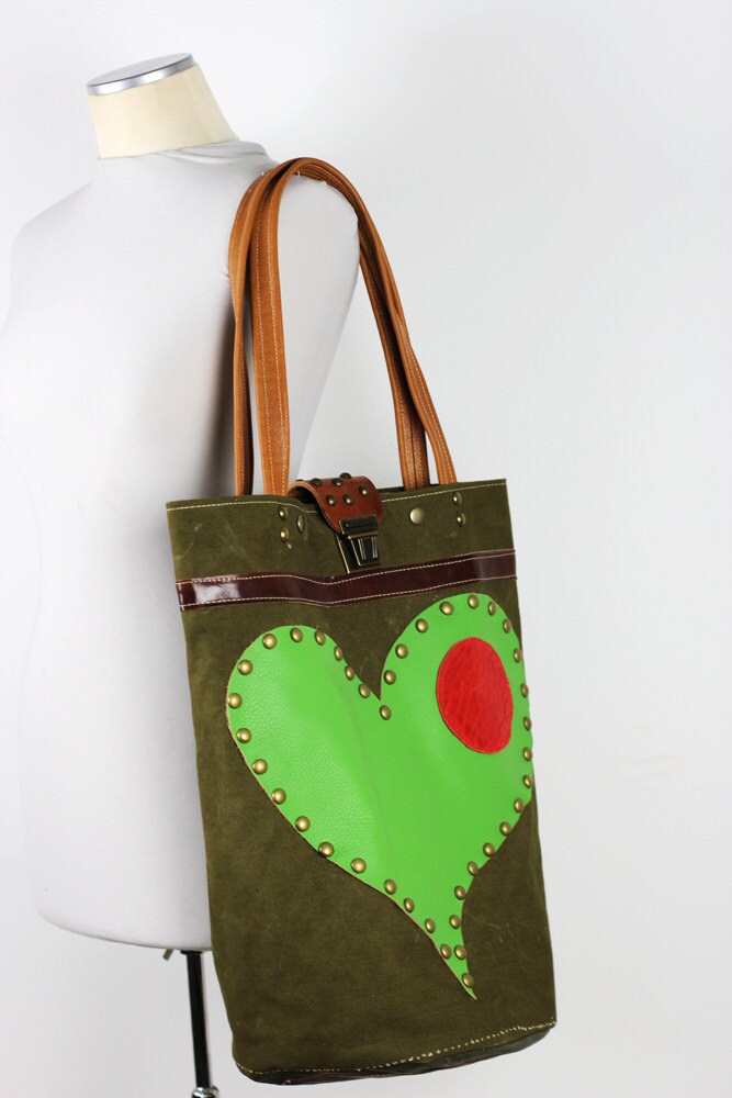 SALE 30 DISCOUNT Canvas and Leather Tote Bag/Upcycled