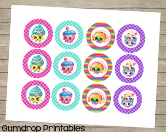 Shopkins Cupcake Toppers ~ 2 Inch Circles Images ~ Instant Download ~ Birthday Baby Shower Printable Images ~ Shopkins ~ Cute Birthday