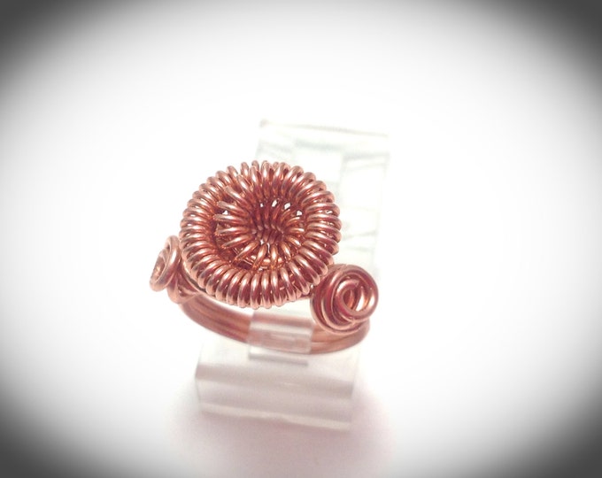 Wire wrapped copper coil "Tesla" ring
