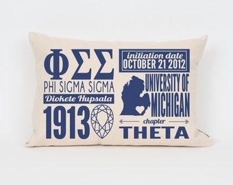 Phi Sigma Sigma Custom Sorority Facts Pillow // Greek Letter Pillow // Big Little Gift // Sorority Letters // Sorority Gift // Dorm Decor