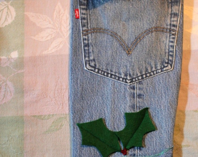 HALF PRICE ** Deer Buck Head Silhouette Christmas Stockings from upcycled blue jeans. Hunter Wildlife Lover Gift