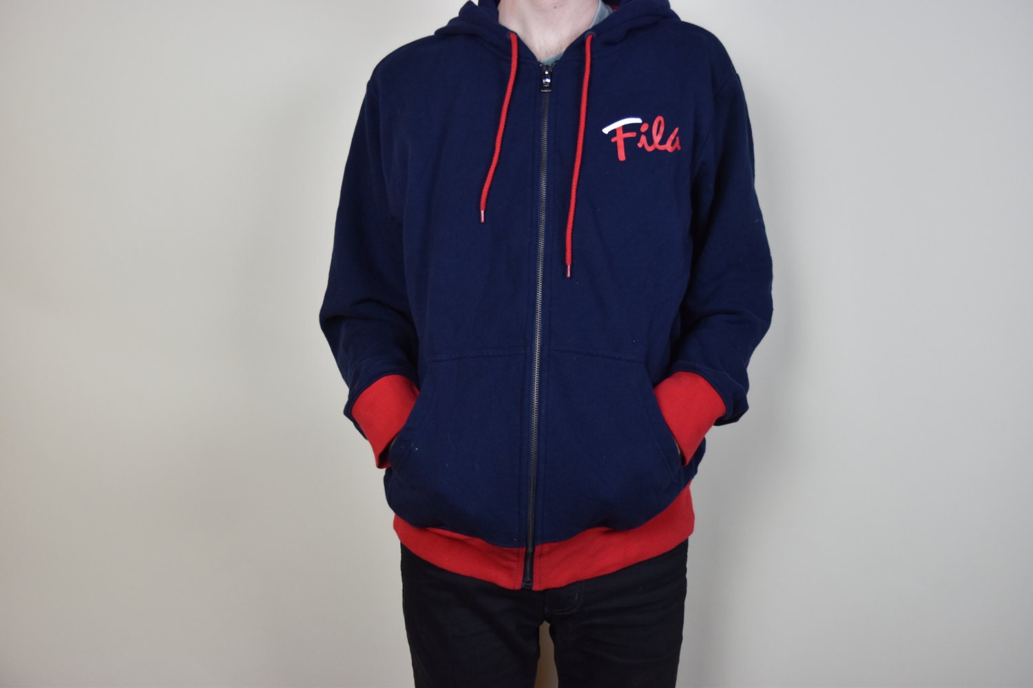 fila hoodie red white blue