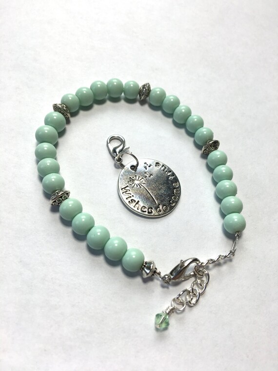 Weight loss bracelet mint green beads motivation jewelry