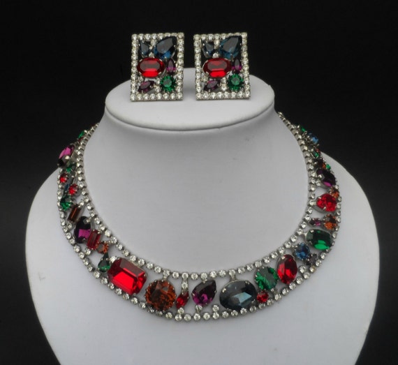 Vintage Art Deco costume jewellery necklace and earring set