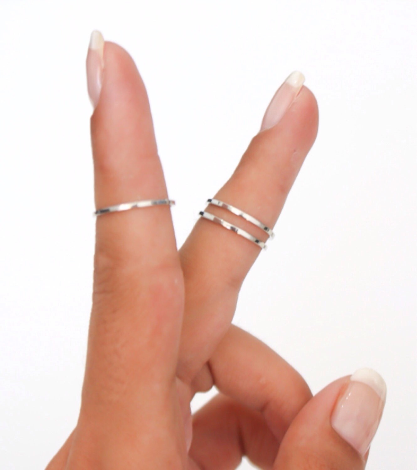Sterling Silver stacking rings 3 Above the knuckle rings set