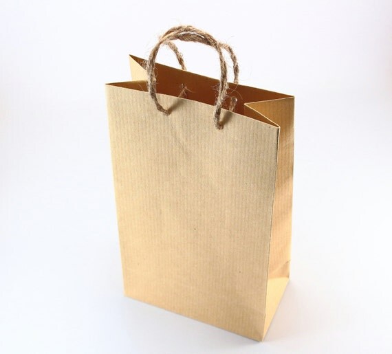 50 Kraft Paper Gift Bags Burlap Twine Cotton Rope handles