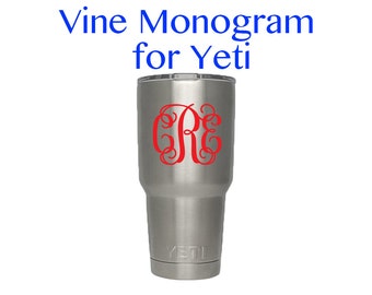 Monogram Decal - Yeti Sticker - RTIC Decal - SIC Ozark Trail - Tumbler - Rambler - Glitter Monogram Decals - Vine Monogram Stickers