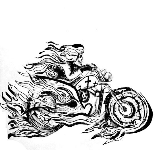 Items similar to Motorcycle Tattoo Print on Etsy