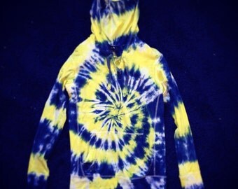 Tie Dye Hoodie - Michigan Hoodie - Maize and Blue Hoodie - Handmade - Michigan Made - 100% Cotton with Draw Strings - Custom - Sizes S-3