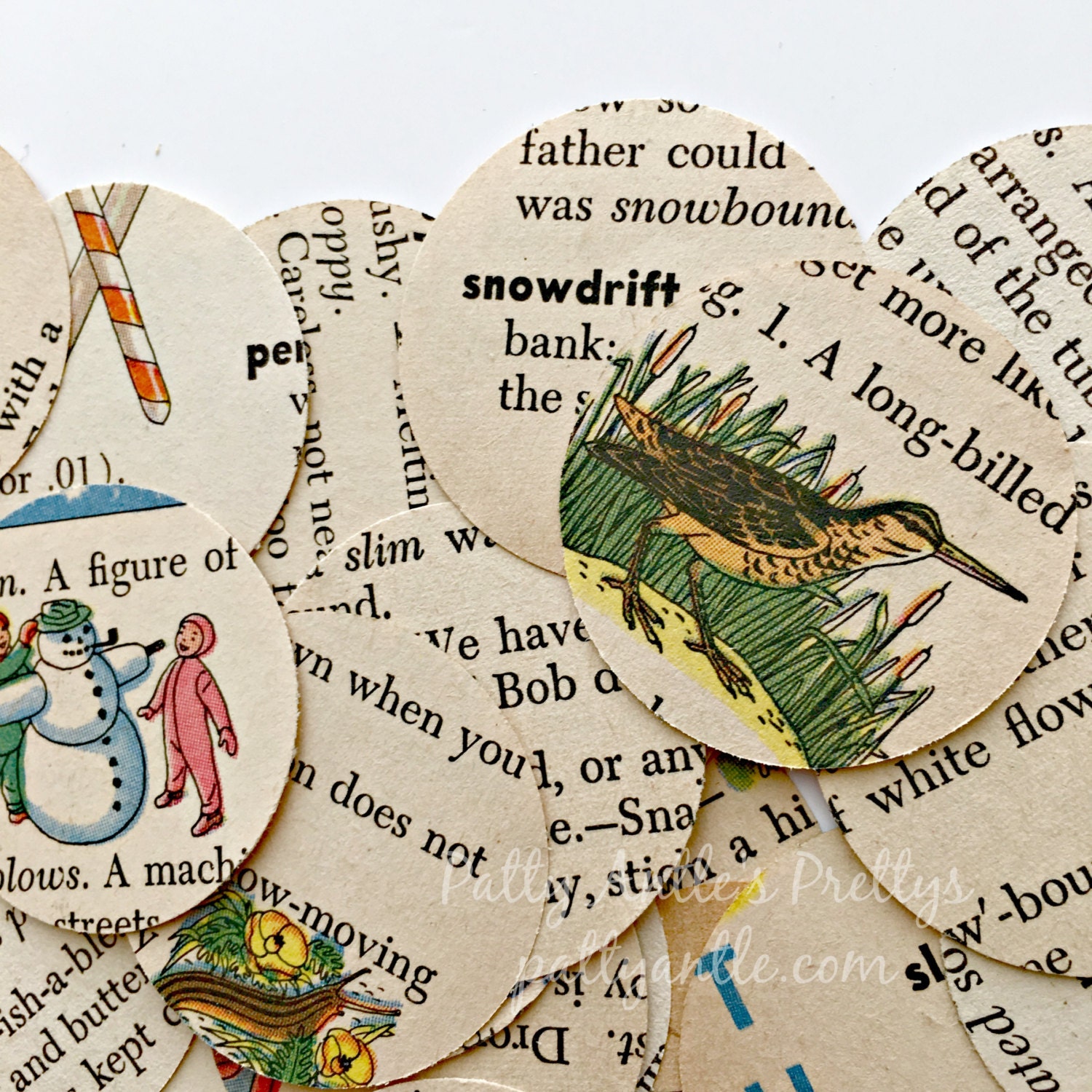 Childrens Dictionary Confetti Circle by PattyAntlesPrettys on Etsy