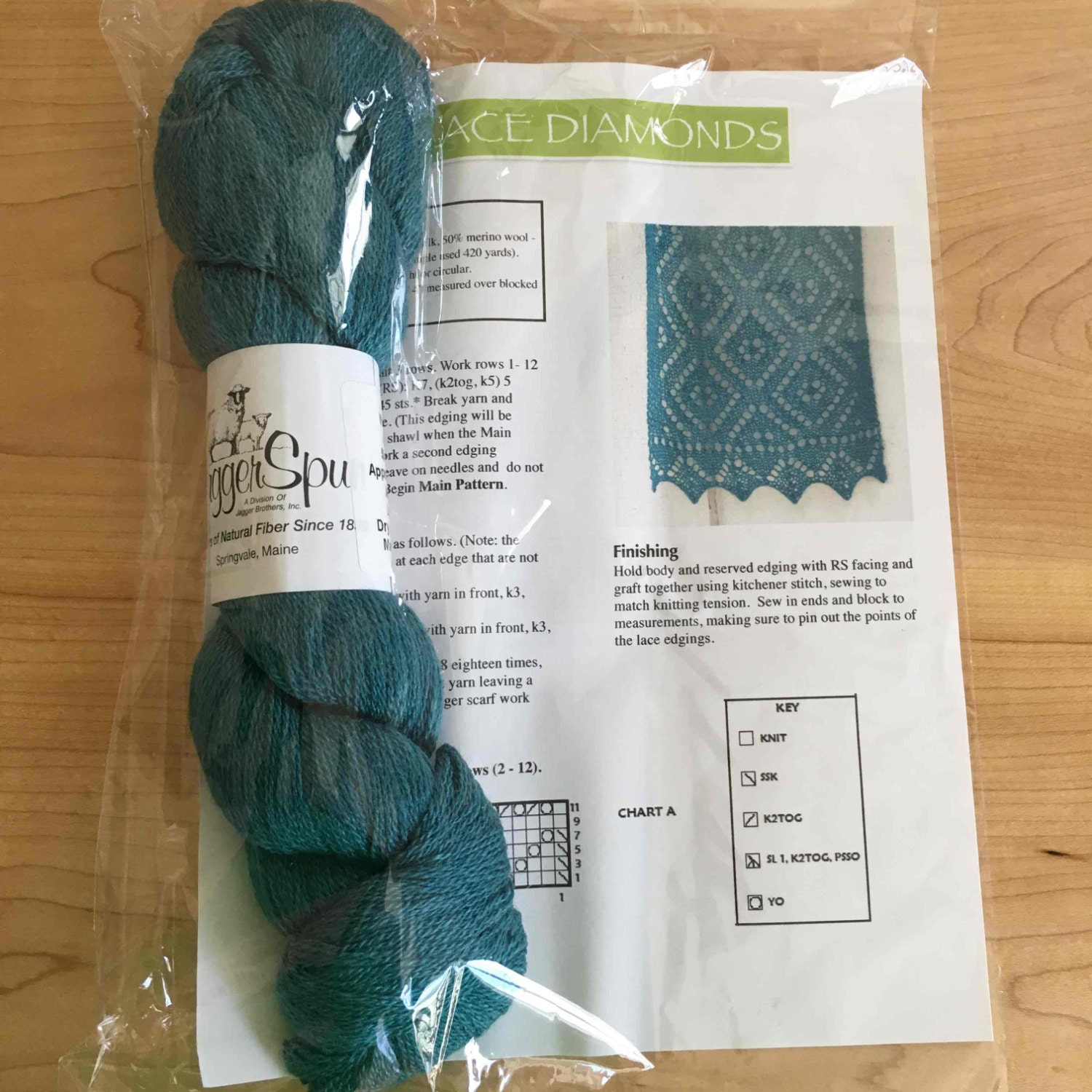 Knitted Scarf Kit Lace Diamonds Zephyr Wool Silk Yarn from