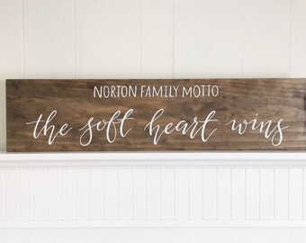 Family motto sign | custom hand painted wood sign | 7x30