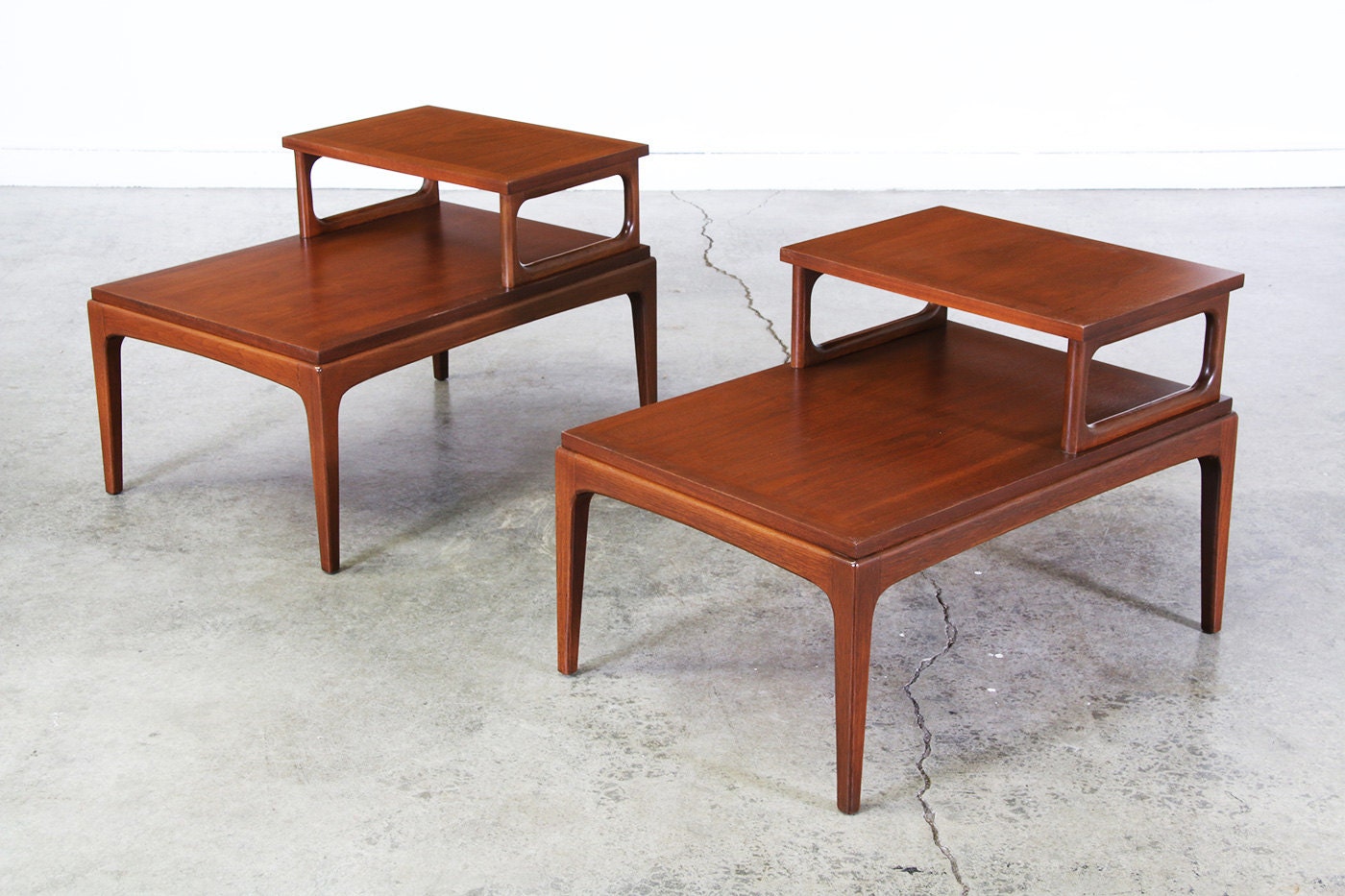 Mid Century (Rhythm) Two Tier Side Tables By Lane Haute Juice