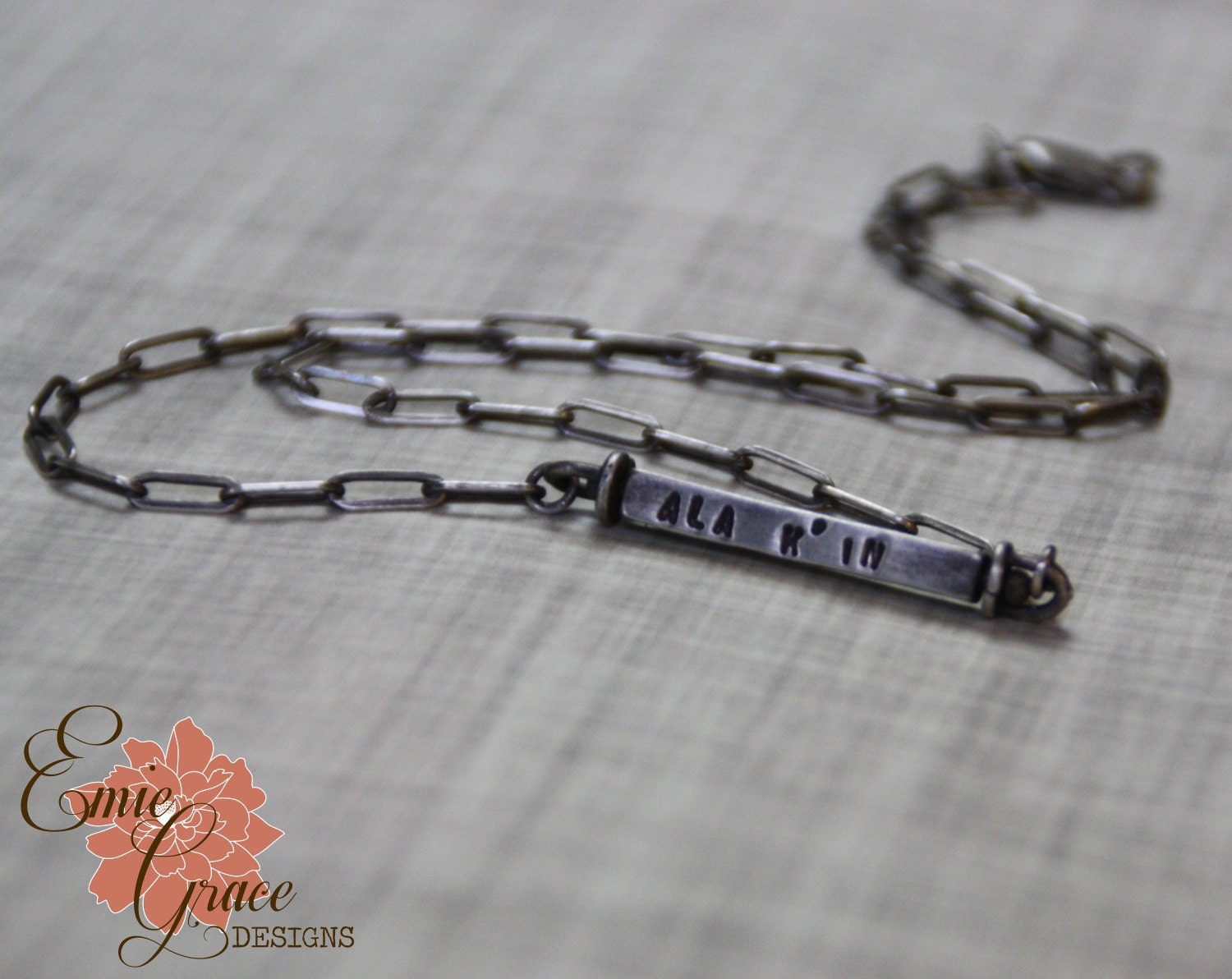 Men's Sterling Silver Bar Necklace Double Swivel Stamped