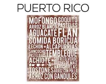 Puerto Rico Food Subway Art Print - Puerto Rico Food Poster - Various Sizes & Colors