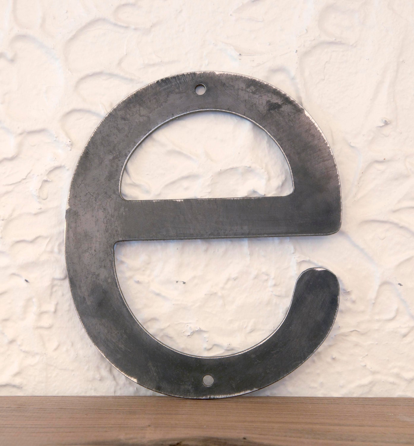 Metal Letter E Sign 6.5x5.5 modern Raw Metal Recycled