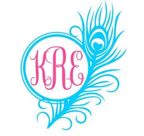Download Peacock Feather Monogram Decal