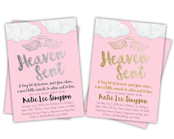 Sent From Heaven Baby Shower Invitations 5