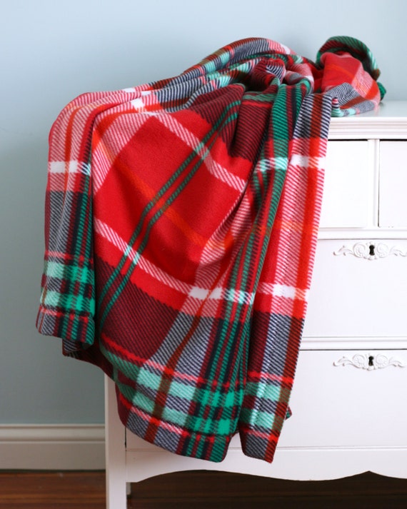 Red Fleece Blanket Red and Green Plaid Blanket Large Toddler