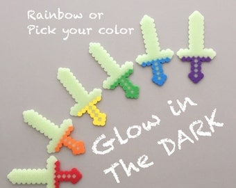 Minecraft Inspired - Party Gift - Glow In the Dark - Gift Bag Toy - 8 bit Swords - Set of 6