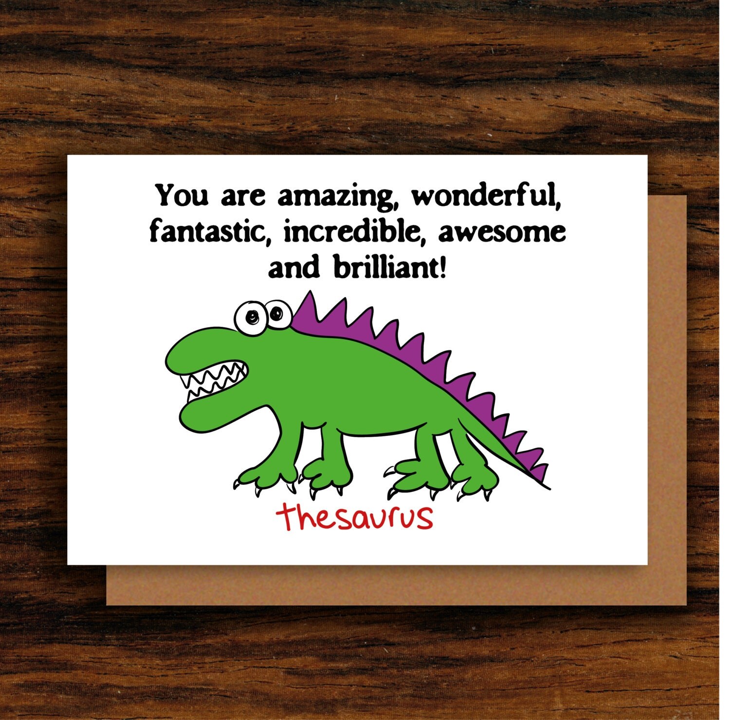 Funny Dinosaur Greetings Card Cute Thank You Teacher Card
