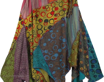 Asymmetrical Banjara Patchwork Skirt