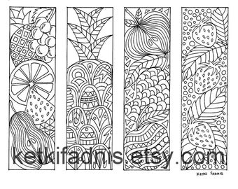 coloring bookmarks fruits bookmarks coloring page instant pdf download digital download hand - Halloween Bookmarks To Color coloring bookmarks fruits bookmarks coloring page instant pdf download digital download hand - Halloween Bookmarks To Color
