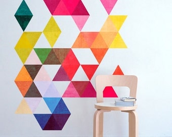 Colored Triangles Mid Century Modern Danish Modernist Stickers Decals - SKU:DanTri
