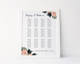 Wedding Seating Chart Template, Seating Plan, Seating Chart Poster, Editable Table Card, Edit in Word | 18 x 24
