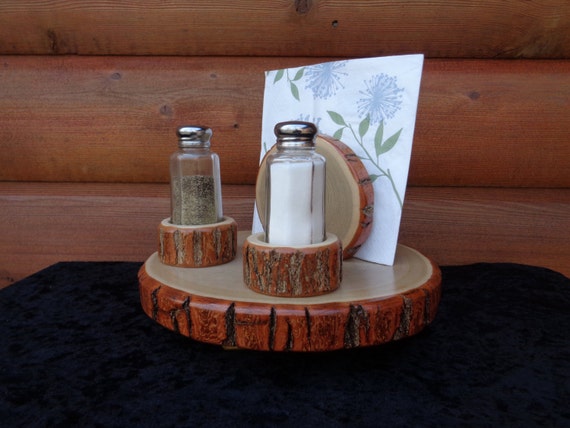 Items Similar To Saltpepper Set Napkin Holder Lazy Susan Real