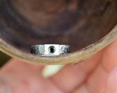 Silver Viking engagement ring, Black CZ stone,Organic textured hand hammered, boho style promise ring,Alternative wedding, Masculine jewelry