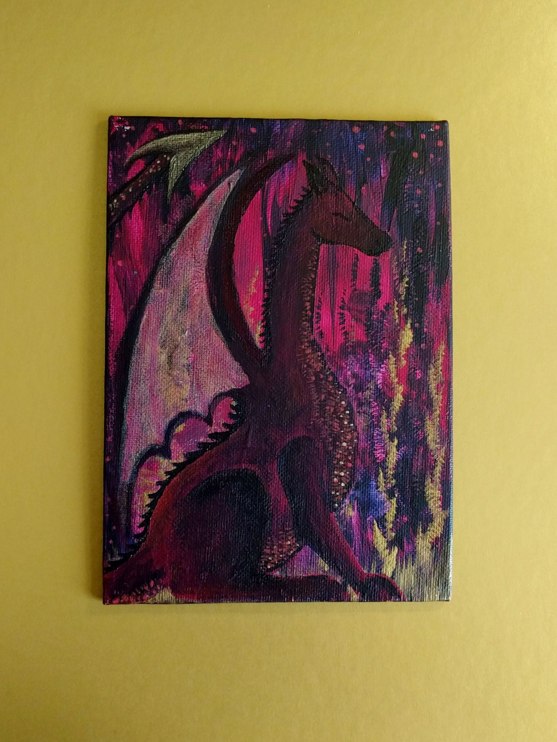 Purple dragon painting dragon canvas art cute by LoveLittleLyra