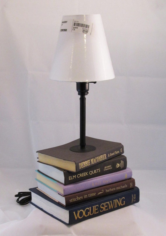 Items similar to Stacked Book Lamp, Sewing, Quilting, Gift for