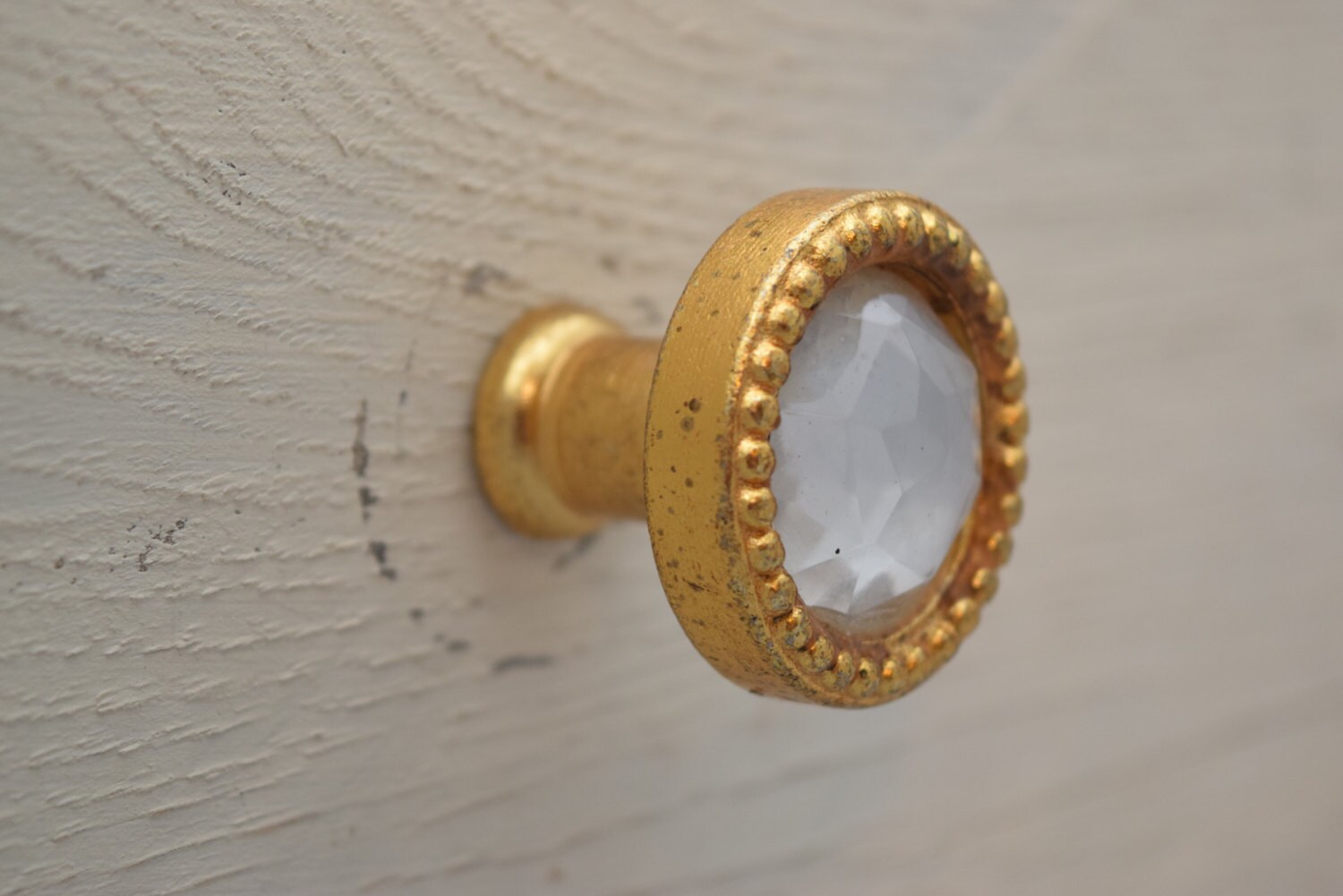 Gold Dresser Drawer Knobs With Clear Glass Crystal Jeweled