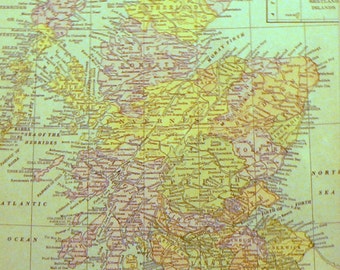 1929 Map Scotland Matted Vintage Print