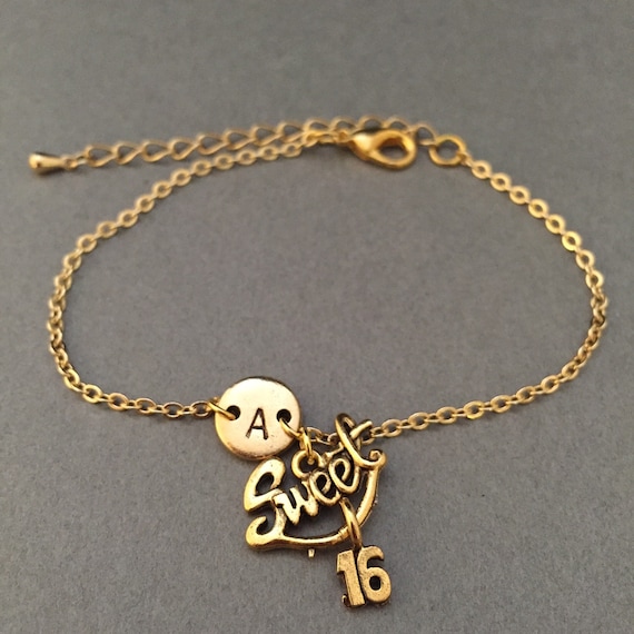 Sweet sixteen charm bracelet sweet sixteen charm adjustable