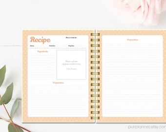 Printable recipe book binder blank cook book personalized