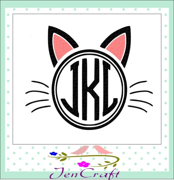 Download Cat Ears SVG Monogram Frame SVG EPS Dxf Png cut by ...