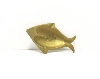 vintage brass fish ashtray, vintage ashtray, fish ashtray, jesus fish ashtray, brass ashtray,